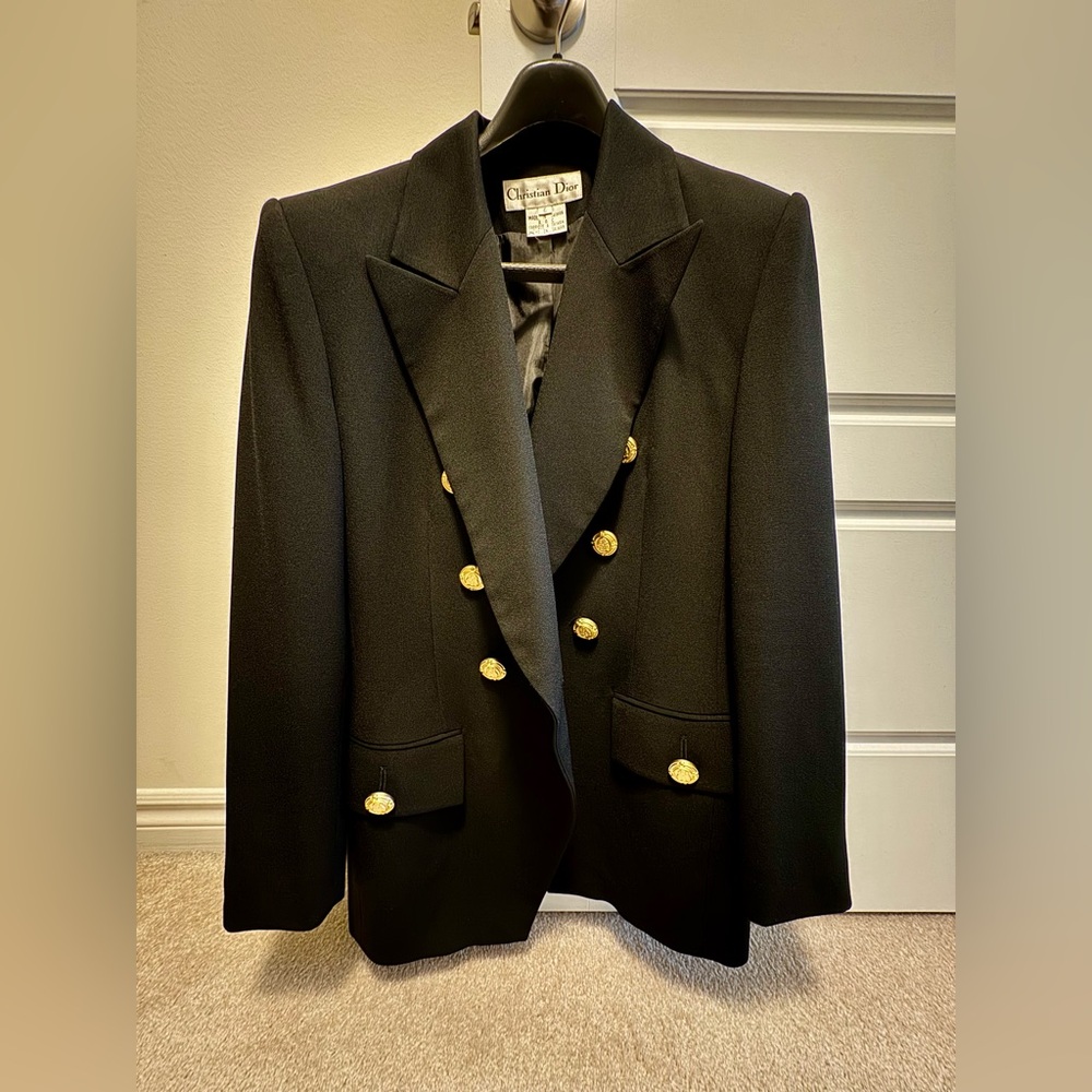 Christian Dior Vintage Black Double Breasted Blazer